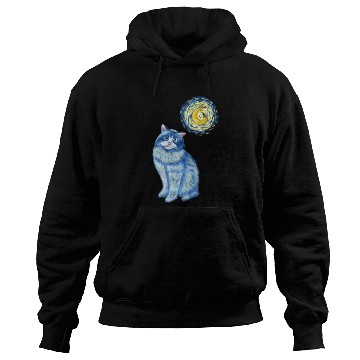 Discover Blue Van Gogh Starry Night Ragdoll Cat Graphic Hoodies