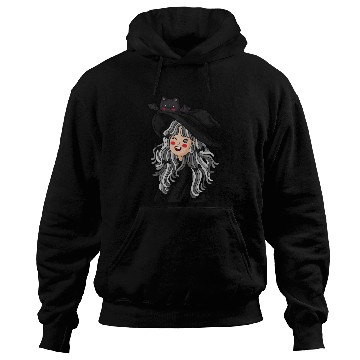 Discover Whimsical Witch with Bat Familiar Hoodies