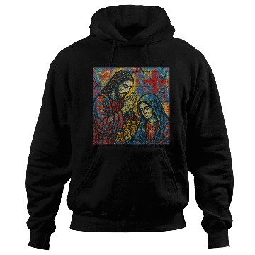 Discover Praying Jesus and Virgin Mary Mosaic Hoodies