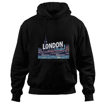 Discover London Night Skyline Illustration Hoodies