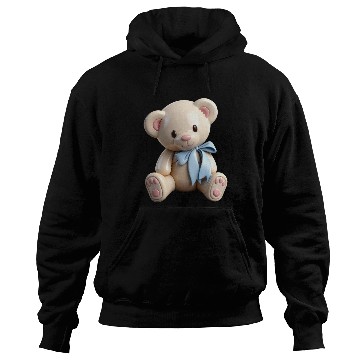 Discover Adorable Teddy Bear with Blue Bow Hoodies