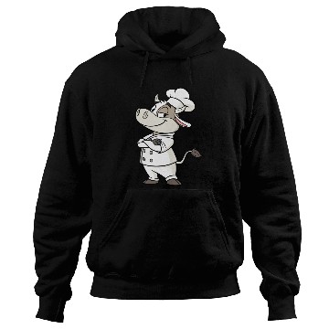 Discover Charming Cow Chef Cartoon Illustration Hoodies