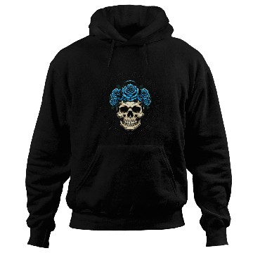 Discover Skull with Blue Rose Crown Design  Hoodies