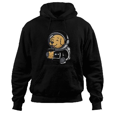 Discover Cute Dog Astronaut Drinking Bubble Tea Hoodies