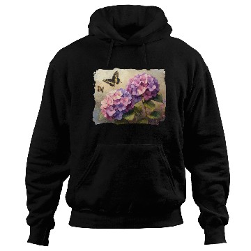 Discover Hydrangea Flowers and Butterflies Colorful Nature Hoodies