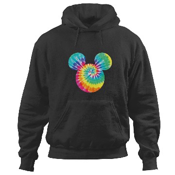 Discover Disney Mickey Mouse Icon Rainbow Tie-Dye Short Sleeve Hoodies