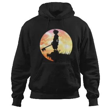 Discover Disneyss Kingdom Hearts Sora Sunset Silhouette Pose Chest Logo Hoodies