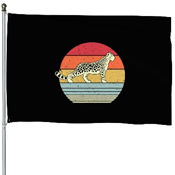Discover Snow Leopard House Flag. Retro Style House Flag