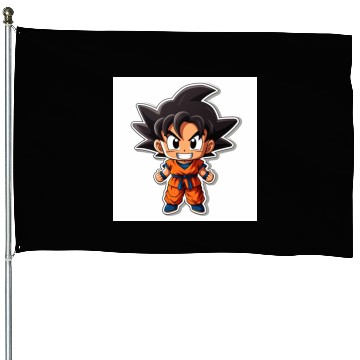 Discover Goku Sticker Happy Bold Colors art toy style House Flags