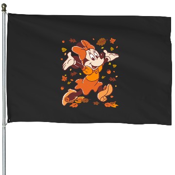 Discover Disney Minnie Mouse Strolling Through Autumn Leaves Fall House Flags