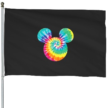 Discover Disney Mickey Mouse Icon Rainbow Tie-Dye Short Sleeve House Flags
