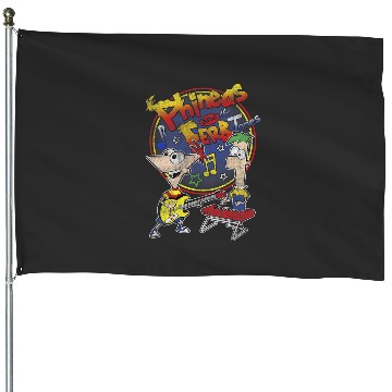 Discover Disney Phineas And Ferb-Tones Distressed Band Logo House Flags