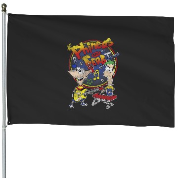Discover Disney Phineas And Ferb-Tones Distressed Band Logo House Flags