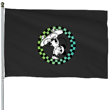 Discover Disney - Mickey Skateboard Checkered Circle House Flags