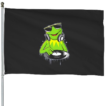 Discover Disney The Muppets Kermit  DJ Distressed Logo House Flags