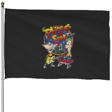 Discover Disney Phineas And Ferb-Tones Distressed Band Logo House Flags