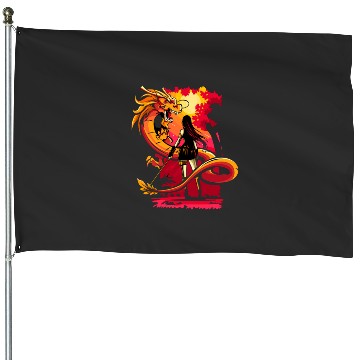 Discover Reflection Sticker: Disney Mulan Anime Mushu, Mulan and Mushu House Flags