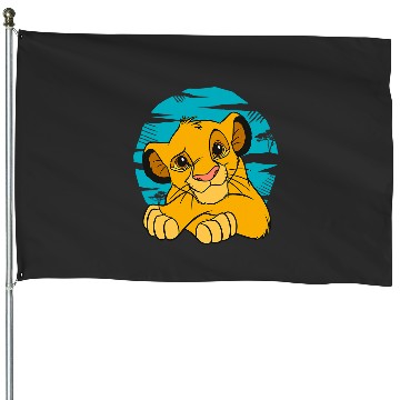 Discover Disney The Lion King Young Simba Resting Blue 90s House Flags