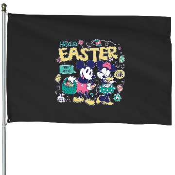 Discover Disney Mickey Mouse and Minnie Mouse Hello Easter Retro House Flags