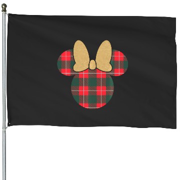 Discover Disney Minnie Mouse Icon Holiday Plaid Gold Bow House Flags