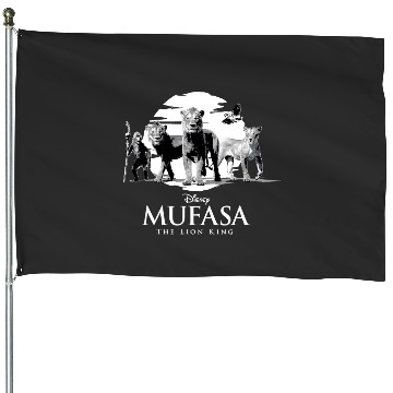 Discover Disney Mufasa The Lion King Movie Black & White Characters House Flags