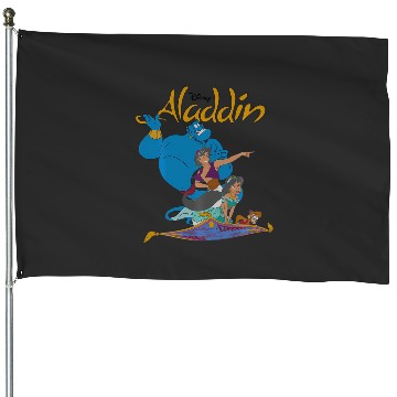 Discover Disney Aladdin Vintage Group Shot Logo House Flags