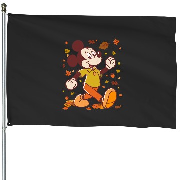 Discover Disney Mickey Mouse Strolling Through Autumn Leaves Fall House Flags