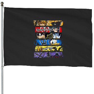 Discover Disneys Kingdom Hearts Epic Character Panels Distressed Logo House Flags