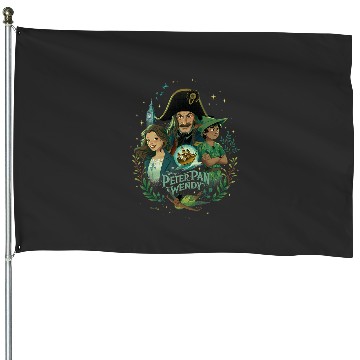 Discover Disneys Peter Pan Wendy Illustrated Characters Disneys House Flags
