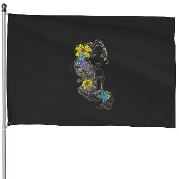 Discover Disney Tangled Rapunzel Floral Sketch Portrait House Flags