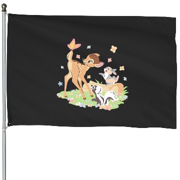 Discover Disney Bambi Thumper & Flower Pastel Spring Easter Butterfly V-Neck House Flags