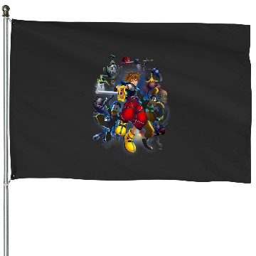 Discover Disney Kingdom Hearts Sora Surrounded Vintage Hero Poster House Flags