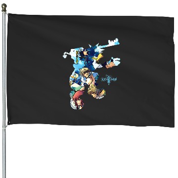 Discover Womens Disney Kingdom Hearts Heroes Group Shot Sora Silhouette Fill V-Neck House Flags