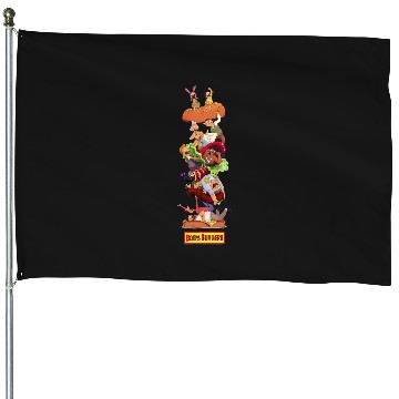 Discover Bob's Burgers Group Shot Burger Stack House Flags