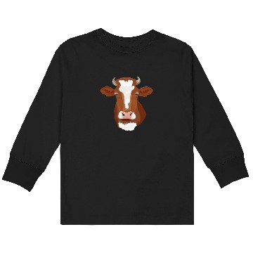 Discover Brown Cow Head Realistic Kids Long Sleeve T Shirts