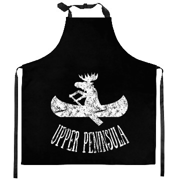 Discover Yooper Moose Upper Peninsula Moose Canoe Kitchen Aprons