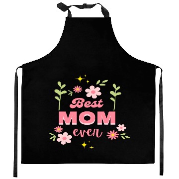 Discover Best Mom Ever Elegant Floral Script Design Kitchen Aprons