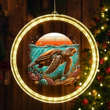 Discover turtle swimming on the seabed 2 LED Christmas Window Lights