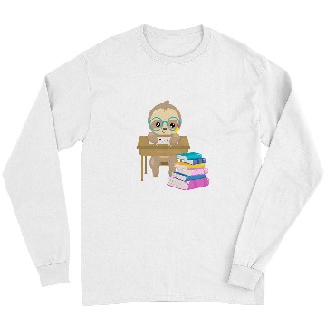 Discover Cute Sloth Glasses Reading School Book Writing Math Desk Long Sleeves