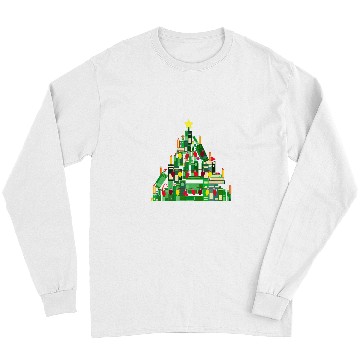 Discover Book Lover Christmas Tree Reading Nerd 1 Long Sleeves