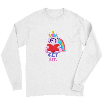 Discover Book Readers Get Lit Reading Books Funny Unicorns Long Sleeves