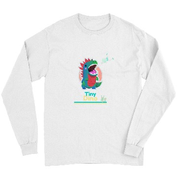 Discover Dino Tiny Dinosaur eating people fun graphic tee Long Sleeves