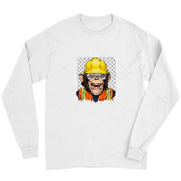Discover Chimpanzee Construction Worker Great Ape Chimp Primate 210 Long Sleeves