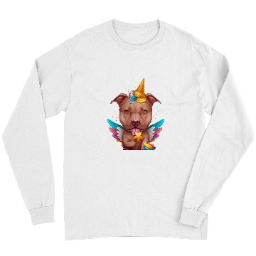 Discover Chocolate Pit Bull Terrier Ice Cream Unicorn Long Sleeves