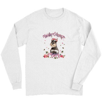 Discover Dog Schnauzer Womens Cute Schnauzer Mom Flower Dog Long Sleeves