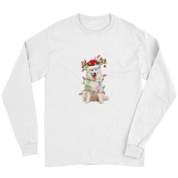 Discover Dog Samoyed Lover xmass Lighting Santa Samoyed Christmas Long Sleeves