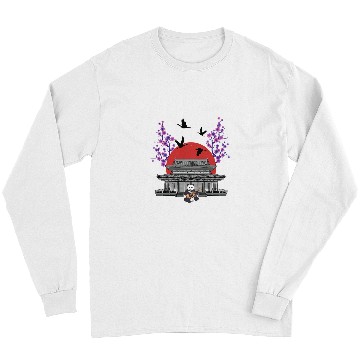 Discover Funny Bear Sakura Tree Panda Bear Japanese Temple Cherry Flower Tree Cute Bears Long Sleeves