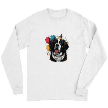 Discover Dog Saint Bernard Celebration Event Birthday Party Saint Bernard Long Sleeves