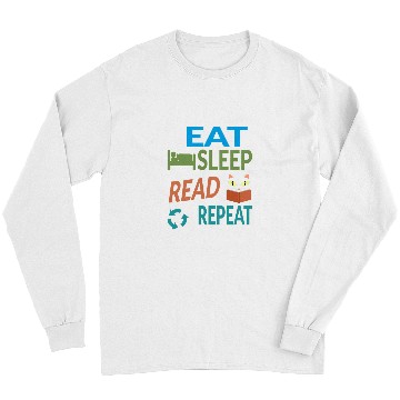 Discover Cute Kitty Cat Face Eat Sleep Read Repeat Long Sleeves