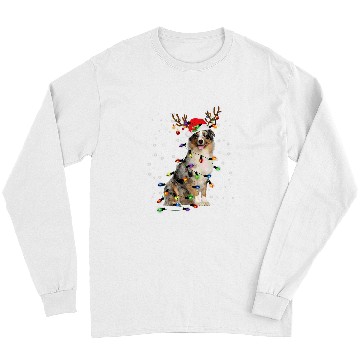 Discover Australian Shepherd Christmas Reindeer Santa Hat Pajama Long Sleeves